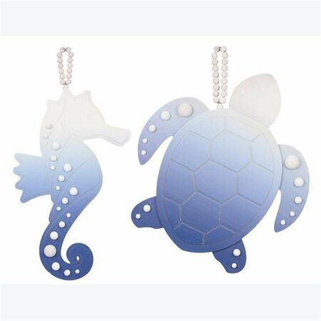 YOUNGS Wood Coastal Ombre Turtle & Seahorse Wall Art, 2 Assorted Color 62229